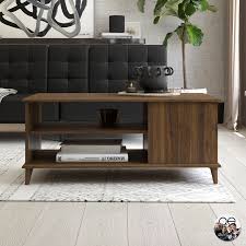Two tone mid century modern coffee table with drawers: Queer Eye Farnsworth Mid Century Coffee Table Walnut Walmart Com Walmart Com