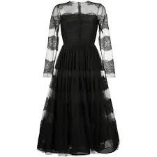 Valentino Long Sleeve Chantilly Lace Dress Black 188 710 Ars Liked On Polyvore Featuring Dresses Sheer Lace Dress Long Sleeve Lace Midi Dress Lace Dress