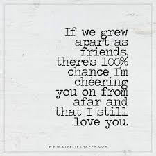 You grow apart and then bounce back together. Growing Apart Friendship Quotes