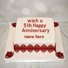 Happy anniversary bro and bhabhi. 5th Anniversary Cake With Name Happy Anniversary Cakes Happy Marriage Anniversary Cake Anniversary Cake With Photo
