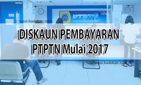 Kerajaan telah bersetuju untuk memberikan insentif diskaun berkuat kuasa mulai 22 oktober 2016 sehingga akhir tahun 2017 dan kini dilanjutkan sehingga 31 disember 2018. Badukan Com Diskaun Pembayaran Ptptn Mulai 2017