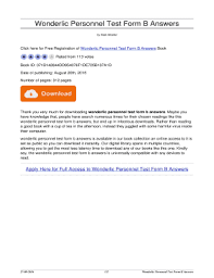 Maybe you would like to learn more about one of these? Wonderlic Personnel Test Form B Fill Online Printable Fillable Blank Pdffiller