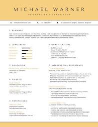 Organized Interpreter And Translator Resume Resume Templates Resume Template Professional Resume