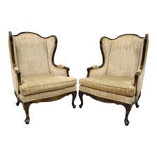 Vintage Ethan Allen Queen Anne Wingback Chairs A Pair Wingback Chair Chair Wing Chair