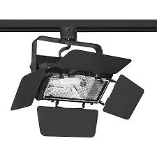 T366 Quartz Flood Track Fixture With Barn Doors 120v By Juno Lighting T366bl