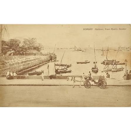 Five Views of British Era Bombay, 5 Postcards 1900 Five postcards from 1900 to 1918 show five views of a past British-era Bombay, now Mumbai. The first postcard is of the Bombay