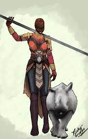 Ricky Grimes Okoye With Baby Rhino Black Panther Art Black Panther Marvel Panther Art