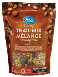 Raisins, dried pineapple (pineapple, sugar, citric acid), dried apricots, banana chips (banana, coconut oil, sugar, artificial flavor), almonds, dried papaya ( . Great Value Country Trail Mix Walmart Canada