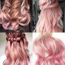 Peekaboo Rose Gold Pale Pink Highlights Balayage Human Hair Etsy
