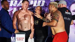 Bruno tarimo — no contest (head clash stoppage). Kiwi Combat Sports Legend Mark Hunt Attacks Paul Gallen At Weigh In Ahead Of Their Boxing Fight Stuff Co Nz