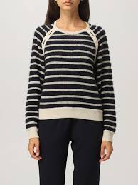 Liu Jo Striped Sweater With Plush Effect Sweater Liu Jo Women Blue Sweater Liu Jo Tf1185ma27g Giglio Com