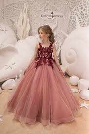 Blush Pink And Maroon Flower Girl Dress Birthday Wedding Party Holiday Bridesmaid Flower Girl Blush Pink And Maroon Tulle Lace Dress 21 075 Gaun Gadis Kecil Model Pakaian Bayi Dan Gaun