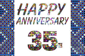 By god's grace, it's still going strong 35 years later! Happy 35 35th Anniversary Celebrations Design On Greeting Cards T Shirts Pillows Curtains Painting By Navin Joshi