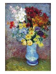 For vincent van gogh, sunflowers were a captivating subject to paint. Flowers In A Blue Vase Art Print Vincent Van Gogh Art Com Van Gogh Flowers Vincent Van Gogh Paintings Van Gogh Paintings