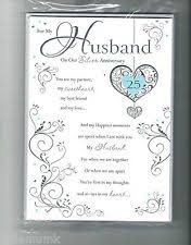 Husband Silver Wedding Anniversary Card Ebay Wedding Anniversary Cards Anniversary Cards For Husband Happy Marriage Anniversary