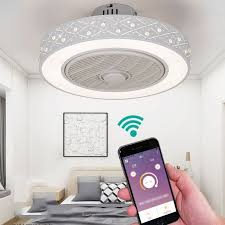 Oct® indoor pendant lights modern 5 iron painted blades +wireless remote control brushed chrome chandelier 48 inch led ceiling fan lights. 50cm Led Smart Remote Control Ceiling Fan With Light Suppot Mobile Phone App Invisible Fans Home Decora Lighting Circular Round Ceiling Fans Aliexpress