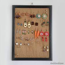 Picture Frame Earring Display With A Repurposed Burlap Bag Cucicucicoo Framed Burlap Diy Burlap Diy Jewelry Display
