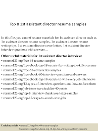 top 8 1st assistant director resume samples