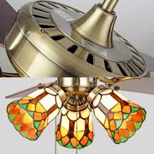 With these stained glass ceiling fan light kit and fixtures, you can add style and interest to your living rooms or bedrooms. 42 48 52 Inch Antique Ceiling Fan Bell Shade 3 Lights Stained Glass Semi Flush Mount Light For Living Room Beautifulhalo Com