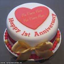 Aug 26, 2020 · flour and bloom cakes created this almond cake adorned with flowers that featured an anniversary layer of vanilla with almond buttercream and marzipan for the couple to enjoy on their first wedding anniversary. Write Couple Name In 1st Anniversary Design Cake Image