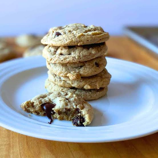 Gluten-Free Chocolate Chip Cookies stacked on a plate