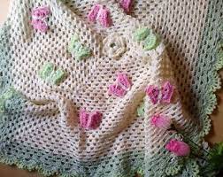 Copertina Lana Uncinetto Bambina Femmina Con Farfalle Coperta Culla E Carrozzina Regalo Nascita Battesimo Lettino Cameretta Neonat Neonato Copertina Lana