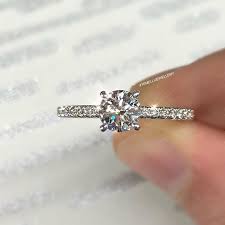 Our 4 Claw Round Brilliant With A Fine French Pave Diamond Band Is Perfection Tj Temellij French Pave Engagement Rings Pave Diamond Band Pave Wedding Bands