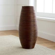 Coiled Rattan With A Tonal Brown Finish Shapes Up In Oversized Taper For Tall Dried Botanicals Or Umbrella Storage Aluminum Insert Vase Modern Vase Floor Vase