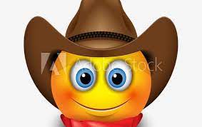 Stock Image Cute Smiling Emoticon Wearing Cowboy Hat Emoji