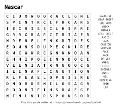 Nascar Word Search Puzzles 35 Images Nascar Drivers Word Search Nascar Nascar Trivia Crossword Word Search Activity Puzzle Book