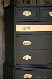 Black And Rose Gold Dresser Painted Furniture Project With Before And After Photos Add A Metallic Gold Stripe To Painted Furniture The Furniture Fix Painted Furniture Furniture Makeover