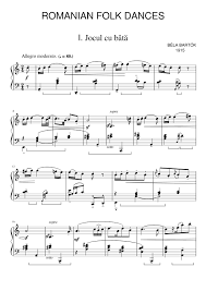 Béla bartók ha cominciato di raccogliere musica popolare rumena intorno a sulla base del materiale raccolto ha composto nel 1915 il pezzo pianistico danze popolare rumene. Bela Bartok Romanian Folk Dances Sheet Music For Piano Solo Musescore Com