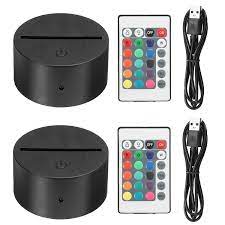 Wood led base for acrylic plate 3d lamp. 2 Pack 3d Night Led Light Lamp Base Remote Control Usb Cable Eeekit 16 Colors Light Show Display Stand For Acrylic Plexiglass Decorative Lights For Room Shop Restaurant Black Buy