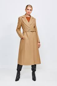 Not only is it the best way to give your exhausted black coat a rest, but the golden color makes every outfit feel a little more sophisticated and refined. Ring Belted Classic Wool Coat Karen Millen