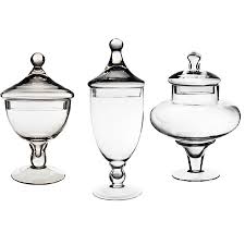 5 qt/4.7 l, 3.5 qt/3.4 l, 2.5 qt/2.4 l, and 1.6 qt/1.5 l canisters with lids. Glass Apothecary Candy Jars Set Of 3 Glass Jars Apothecary