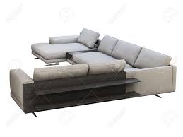 Jetzt lounge modular angebote durchstöbern & online kaufen. Modern Gray Fabric Corner Sofa With Chaise Lounge Textile Upholstery Stock Photo Picture And Royalty Free Image Image 138174992