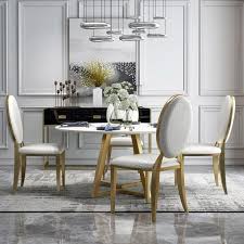 51 Inch Round Dining Table Modern White Faux Marble Top Stainless Steel Gold Legs In 2020 Round Dining Table Modern Modern Dining Table Dining Room Furniture Sets