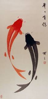 Japanese Koi Fish Yin Yang Design Watercolor Fish Watercolor Art Prints Chinese Artwork
