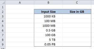 Excel Formula Normalize Size Units To Gigabytes