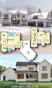 Plan 62824dj Modern Farmhouse Plan With Angled 3 Car Garage In 2020 Modern Farmhouse Plans Sims House Plans House Plans Farmhouse