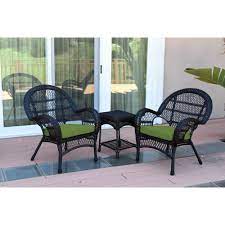 A patio set is essential when pulling together the look of the outdoor living space you plan on enjoying for many years and with many people. 3 Piece Black Wicker Outdoor Furniture Patio Chair Set Hunter Green Cushions Walmart Com Walmart Com