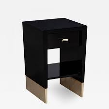 An elegant black lacquer square end table, beautiful color, form and lines. Modern Black Lacquer End Table Rachmaninov By Jacques Garcia Baker