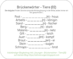 Material Zur Aktivierung Und Beschaftigung Bruckenworter Tiere 2 Idee Auf Meinen Blog Fur Die Seni Beschaftigung Fur Senioren Worter Gedachtnisubungen