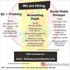 Kota malang memang kerap menjadi salah satu kota tujuan utama bagi para pencari lowongan kerja malang 2018, loker. Lowongan Kerja Garment Like And Share