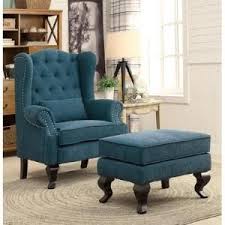 Willow Wingback Chair And Ottoman Upholstery Blue By Wayfair Chair And Ottoman Furniture Traditional Accent Chair