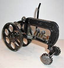 Scrap Metal Art Sculpture Farm Tractor One Of A Kind Scrap Metal Art Metal Art Welded Welding Art