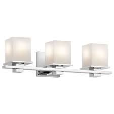 Shop kichler three light pendant at bellacor. Kichler 45151ch Chrome Tully 3 Light 24 Wide Vanity Light Bathroom Fixture With Satin Etched Glass Shades Lightingdirect Com