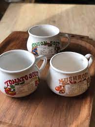 Set Of 3 Ironstone Soup Bowls With Handles Recipes For Etsy Tomato Recipes Soup Bowls With Handles Fresh Tomato Recipes