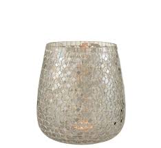11.5 glass candle holder with wood base by ashland®. Tealight Holders Glass Mosaic Silver Large Sl Homedecoration Com
