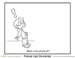 Finish The Drawing What Is He Afraid Of Drawing Activities School Social Work Child Therapy